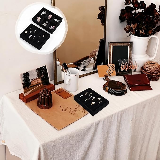 2pcs Jewelry Drawer Organizers Trays 6 Grid Ring Holder for Drawer Small Ring Organizer for Jewelry Rings TrayRings Holder Display Tray Necklace Insert Holders Case for Girl Store Selling or Home Show