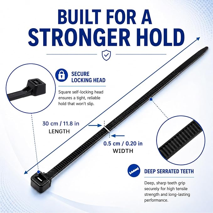 Zip Ties 12 inch, 4000 Pack Heavy Duty Black Zip Ties with 120 lbs Tensile Strength, Self-Locking Nylon Cable Ties,Wire Ties for indoor and outdoor use.