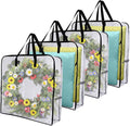 VENO 4 Pack Summer Wreath Storage Bag, Spring, Christmas Decoration Garland Container, 30 Inch Clear Door Wreath Organizers, Moving Boxes, Packing Supplies for College (Square - 4 Pack)