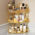 EUHOME 3-Tier Corner Bathroom Counter Organizer Makeup Cosmetic Storage, Tool-Free Installation Acrylic Vanity Shelf, Countertop Storage Organizers Perfume Tray for Bathroom, Dresser, Kitchen (Gold)