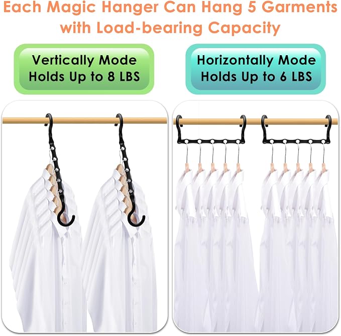 College Dorm Room Essentials, Magic Hangers Space Saving Clothes Hanger, Closet Organizers and Storage for 30 Heavy Clothes, Smart Space Saver Sturdy Plastic Hangers with 360° Rotating Hooks, 6 Pack