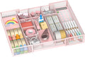 Expandable Desk Drawer Organizer Tray with 10 Adjustable Compartments, Metal Mesh Office Drawer Organizer, Versatile Desk Organizer for Home, School Supplies, Makeup Vanity & Jewelry (Pink)