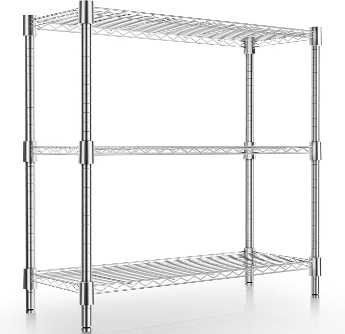 Xcity Storage Shelves, 3 Tier Heavy Duty Metal Shelving Unit, 1200 LBS Adjustable Steel Wire Shelf for Commercial, Pantry, Kitchen, Garage, 14" D x 36" W x 36" H, Chrome
