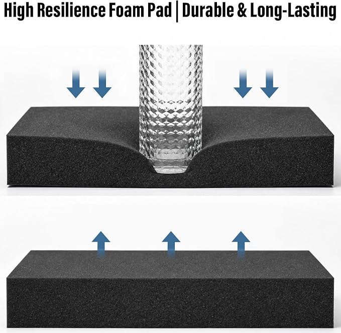 4pcs High Density Packing Foam Sheets, 2 Size Black Polyurethane Foam Padding, Cushioning Foam Inserts for Cases, Shipping, Storage Drawer (2pcs 16" X 12" X 0.5", 2pcs 16" X 12" X 1")