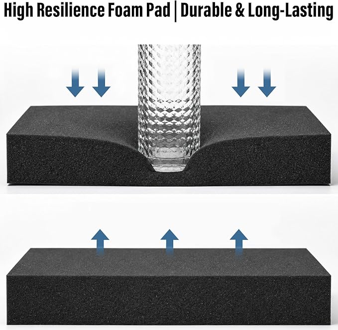 4pcs High Density Packing Foam Sheets, 2 Size Black Polyurethane Foam Padding, Cushioning Foam Inserts for Cases, Shipping, Storage Drawer (16" X 12" X 0.5" / 2")