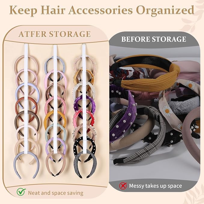5 PCS Headband Holder Organizer for Girl,Hanging Hairband Storage for Women,White Hair Hoop Display Hair Accessories Organizer Bedroom College Dorm Decor