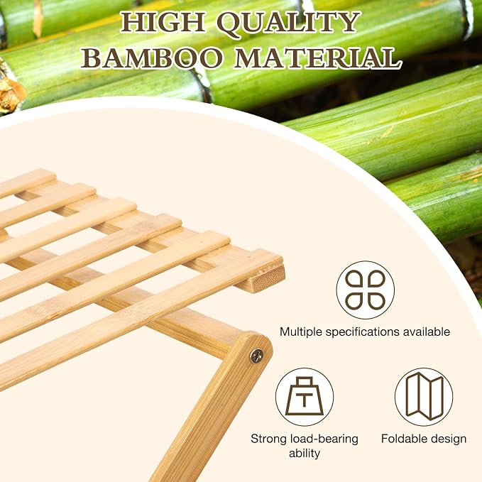 Bamboo Shoe Rack 5 Tier Foldable Shoe Rack for Entryway | Narrow Vertical Shoe Organizer Free Standing Shelf, Multifunctional Slim Storage for Bedrooms Living Room Corner, Wood Color