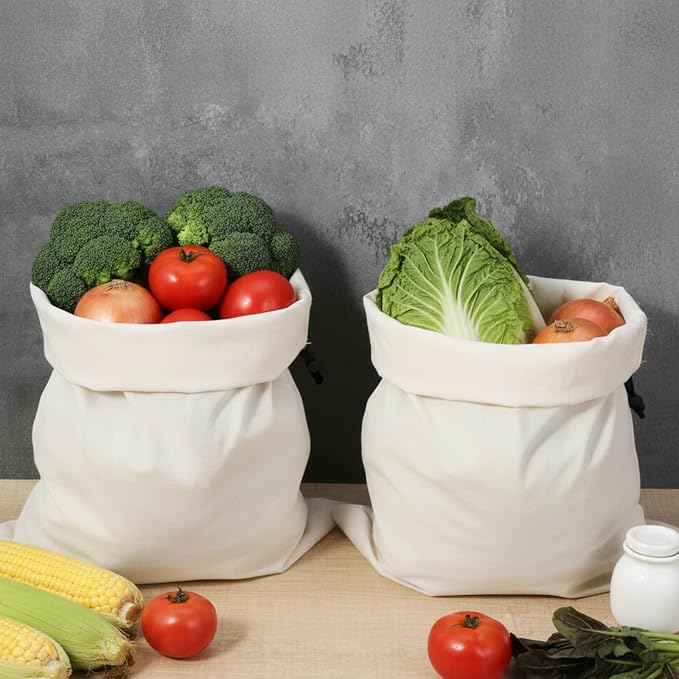 6 Pack Cotton Shoe Bags for Travel & Storage - 17.7"x13.8" Dustproof Drawstring Pouches, Washable & Reusable Cotton Organizers (Beige)
