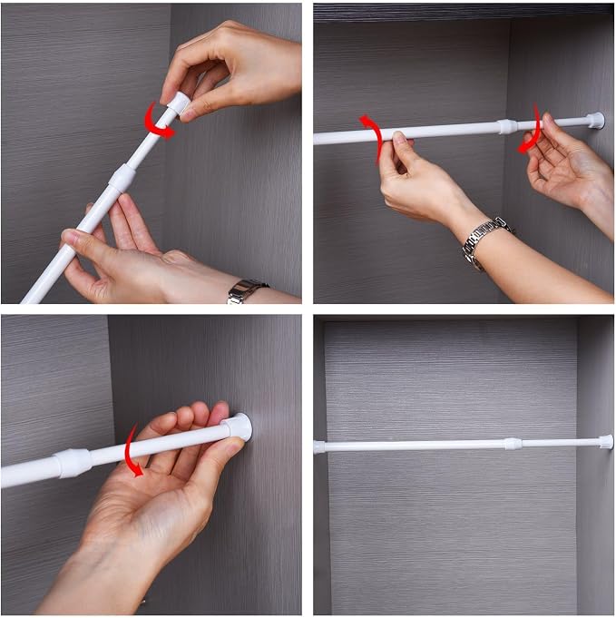 AIZESI Spring Tension Curtain Rods Short Tension Rod (White,12" to 19"-6Pcs)