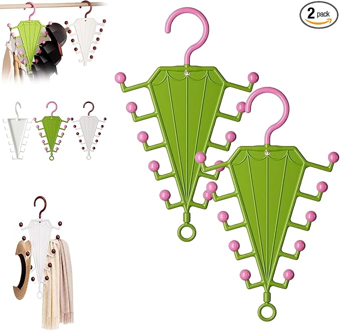 V-Shaped Double-Sided Closet Organizer Hanger, Multi-Functional V-Shaped Double Sided Hanger Storage Rack, Vertical Closet Storage Rack for Shirts, Light Jackets, Hats, Scarves (2, Green)