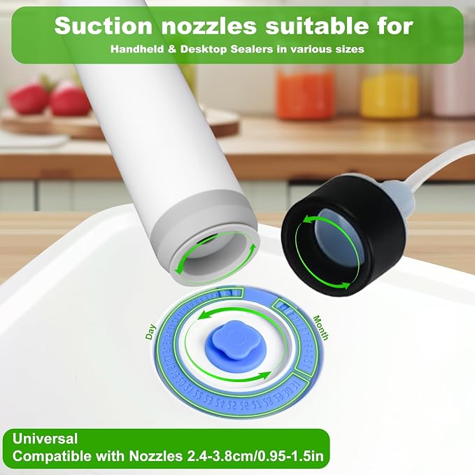 Elmond Borosilicate Glass Vacuum Containers (4-Size Set S M L XL)– Universal Compatible with Nozzles 2.4-3.8cm/0.95-1.5 in – For Handheld & Desktop Sealers