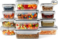 BZLMDXW 12-Pack Food Storage Container Set kitchen organizers Meal Prep Containers Lock Lids Reusable Plastic Lunch Box Snack Salad Containers 12 Boxes and 12 Lids Pantry and Kitchen Organization