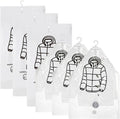 Space Saver Bags, 6PCS Hanging Vacuum Storage Bags, Transparent Thick Space Saver, Reusable Compressed for Suits, Dress, Jackets