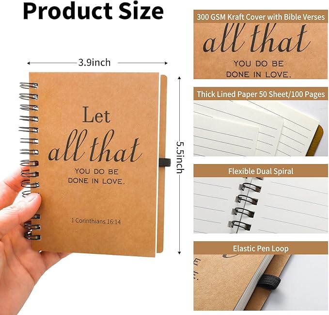 40 Pcs/20 Sets Christian Gifts Bulk Bible Verse Spiral Notebook and Pen Prayer Journal Religious Scripture Notepad Inspirational Christmas Gifts for Bible Study Groups & Church Families (20)