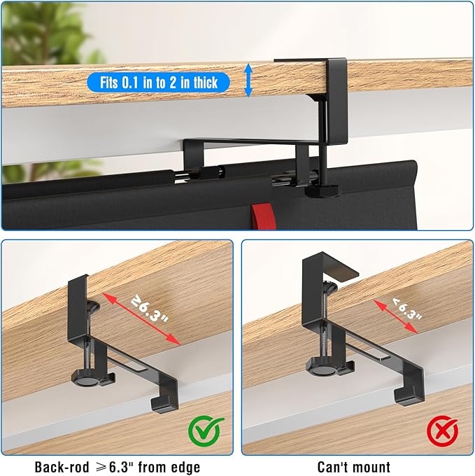 No Drill Under Desk Cable Management Tray, 20" Cord Management Tray with Cable Loop, Upgraded Oxford Fabric Wire Management for Standing Desk - No Damage to Table