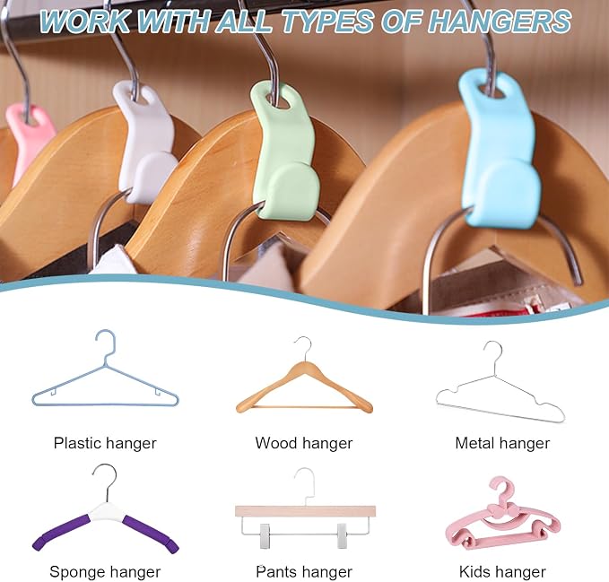 100 PCS Space Saving Hanger - Space Saver Clothes Hanger Connector with Stacking Hooks and Heavy Duty Cascading Connection