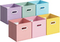 Stero Fabric Storage Cubes Bins, 13 inch Fun Colored Foldable Storage Baskets with Dual Plastic Handle for Home, Kids Room, Closet and Toys Organization, Multi Colored, Set of 6
