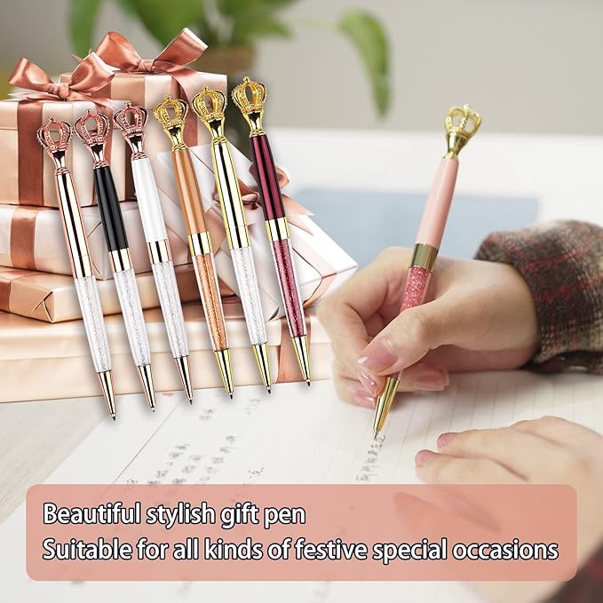 YOUMI Ballpoint pen, 3Pcs crown crystal metal pen, sparkling cute pen, Personalized Crystal Pens，Black Ink Glitter Diamond Pen for Note, Tab, Office School Stationery Supplies (set 3)