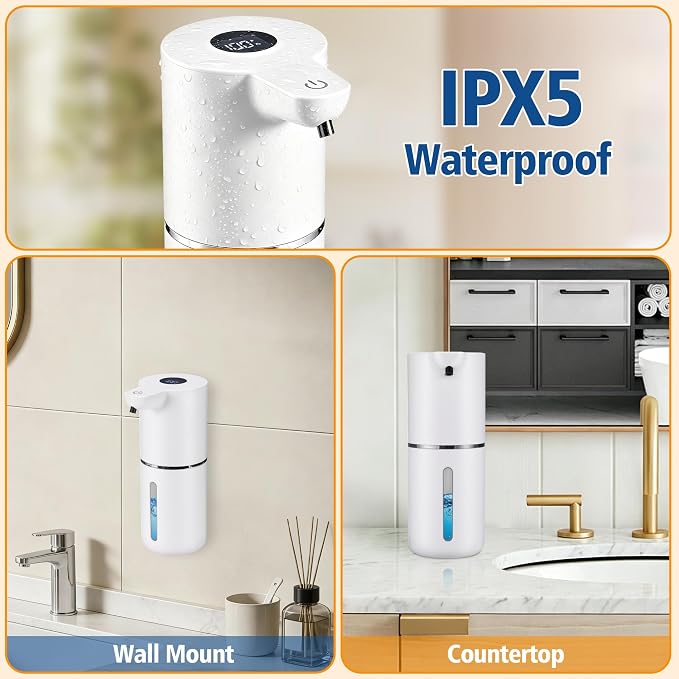 Automatic Liquid Soap Dispenser, Touchless Rechargeable, 350ml, White
