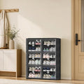 Foldable Shoe Cabinet with Magnetic Clear Doors, Wide Design Shoe Rack for Entryway, Portable Shoe Organizer Meeting Diverse Storage Needs (Black, 2Row 6Tier)
