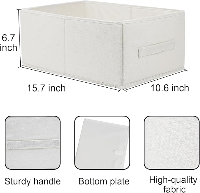 Fordonral Fabric Storage Bins, 3 Pack Foldable Storage Baskets for Shelves, Decorative Linen Closet Organizers and Storage, Storage Box Container for Organizing Clothes Toy Pantry Wardrobe Closet
