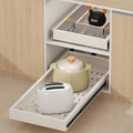 Pull out Cabinet Organizer,Width (11"-17") and Depth (25"-32") Expandable With 3 Rails,No Drill Adjustable Slide out Drawers for Kitchen,Pantry,Adhesive Roll out Shelves,for Cabinets Without Lip,White
