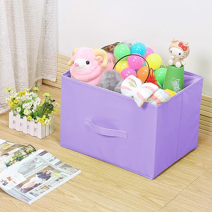 EBIGIC Purple Cube Storage Bins 9.0"x7.5"x7.5" Mini Size Fabirc Foldable Closet Toy Organizer Collapsible Cloth