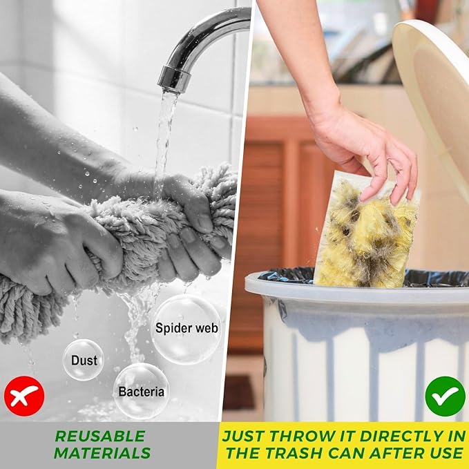 Duster Refills,Static Dust Removal Brush Disposable Replacement Head Compatible with Swiffer,Duster Refills for Electronics, Furniture, Blinds, Ceiling Fans (Yellow, 30 Refills+1 Extension Pole)