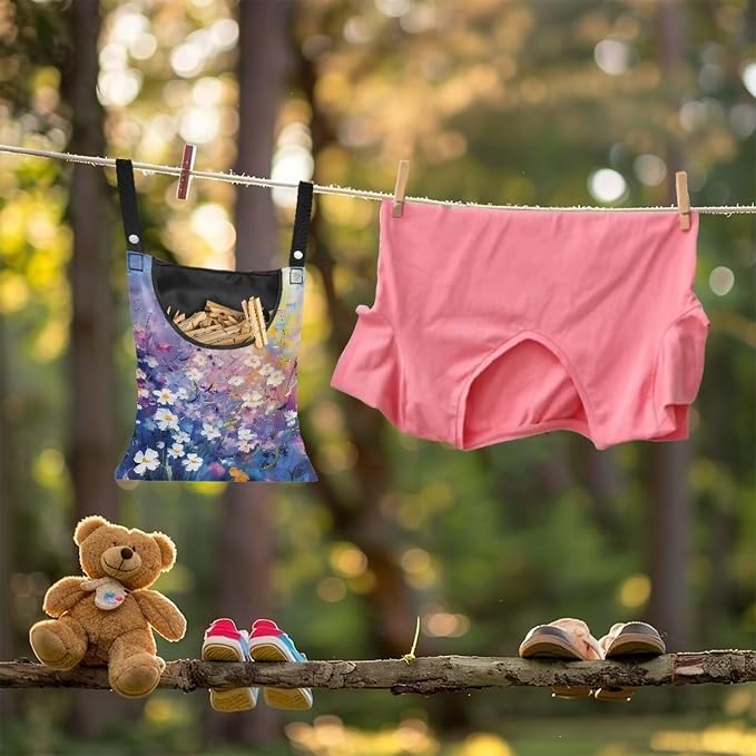 Oil Daisy Clothespin Organizer Bag for Outdoor Portable Clothespin Storage Clothespin Bag with Large Opening Waterproof Laundry Clothespin Bag Clothespin Holder for Clothesline Outdoor