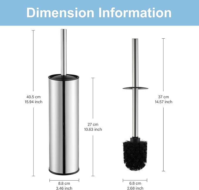 BGL Chrome Toilet Brush and Holder,Stainless Steel Toilet Brushes for Bathroom with Holder