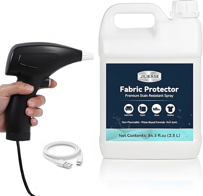 Fabric Protector & Stain Resistant Spray – Non-Toxic Water-Based Upholstery & Carpet Protector for Sofa, Couch, Chairs, Shoes, Rugs, Outdoor Furniture – Waterproof Stain Guard (84.5 fl oz)