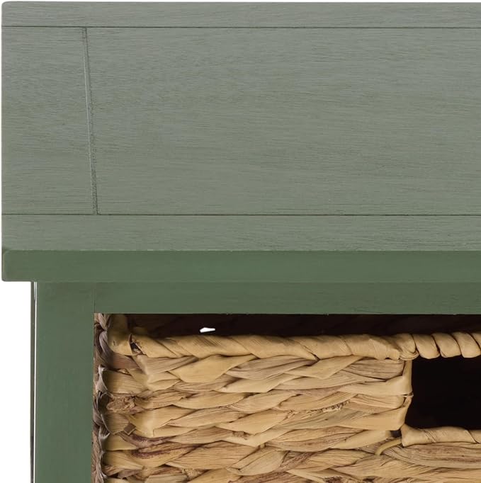 SAFAVIEH Home Collection – Vedette Dusty Green 5-Basket Storage Tower, Natural Rattan Accent Design, Fully Assembled (AMH5739J)
