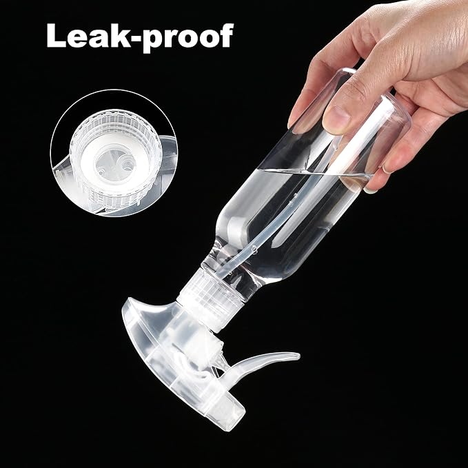 Cosywell Plastic Spray Bottles 8.8oz/260ml 3 Pack Empty Spray Bottle for Cleaning Mist/Stream Heavy Duty Water Spraying Bottle for Cooking Hair Care Essential Oils(Clear)
