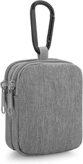 E-Tree Coin Purse with Carabiner Clip, Dual Layer Card Case Holder, Mini Pouch for AirPod Earphone Keychain USB Cable,Wallet, Small Accessories Organizer Bag for Women and Men (Grey)