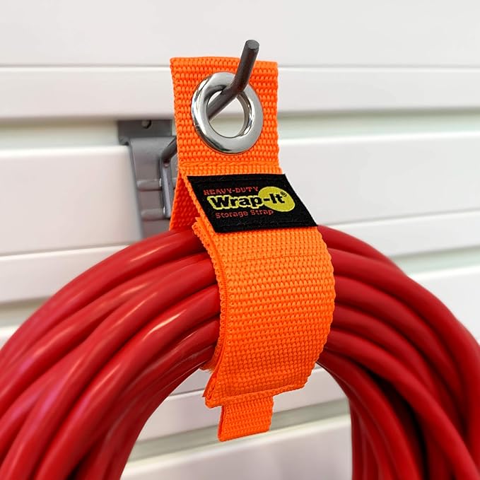 Heavy-Duty Wrap-It Storage Straps (Assorted 6-Pack), Blaze Orange - Garage Organizer and Extension Cord Hanger and Electric Cord Organizers for Garage Gadgets