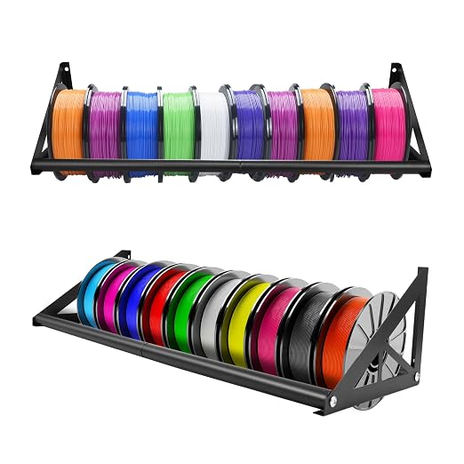 2 Tier Wall Mount Filament Storage Rack Holds 20 Rolls 1KG 3D Printer Spool | Holds 18+ Spools, 50LBS Load/Shelf, 22mm Heavy Pipe, Fits Small Print Farms, Assembles in 15 Mins, Versatile Storage Use