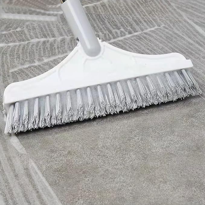 2 in 1 Floor Brush Scrubber with Long Handle Grout Brush 3 Poles 53.5'' New Upgrade Stiff Bristle Cleaning Scrub Brush with Squeegee 120°Rotating Tile Brush for Cleaning Bathroom Glass Patio Kitchen