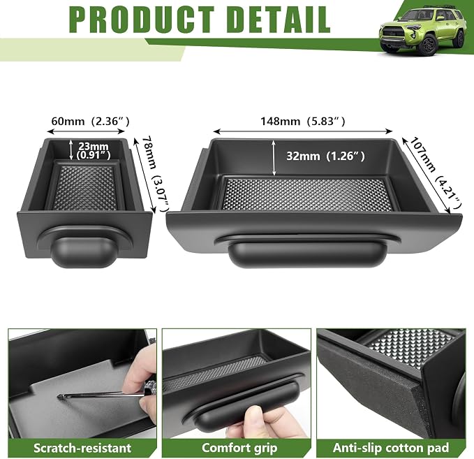 Center Console Organizer for 2014-2024 Toyota 4Runner Storage Box Drawer Inserts Tray for 4 Runner Interior Accessories(Fit 14-24/Drawer Organizer)