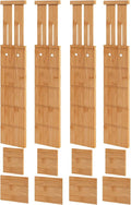 4.4" High Bamboo Drawer Dividers with Inserts, Kitchen Adjustable Drawer Organizers, Expandable Organization for Home, Office, Dressers, and Bathroom, 4 Divider with 8 Insert