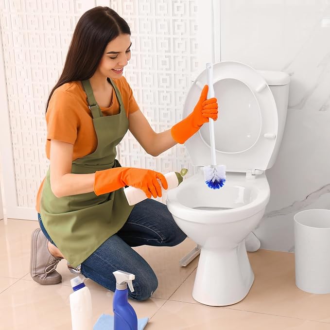 Willinglong 30 Pcs 18.5 Inch Toilet Bowl Cleaner Brush Bathroom Long Plastic Handled Cleaning Scrubber with Hook Hole Without Holder for Household Cleaning (Blue,White)