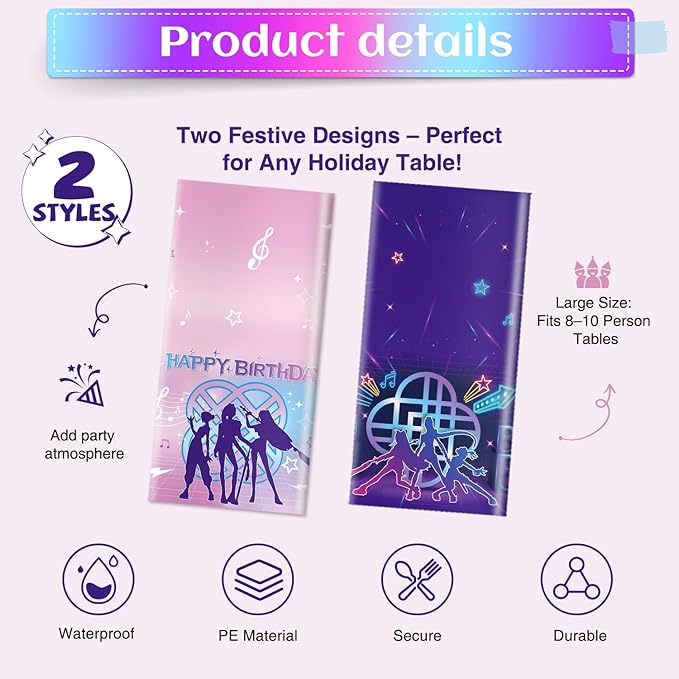 SEL Popular Birthday Party Decorations Tablecloth, Large 108" X 54" Popular Cartoon Theme Birthday Table Cover for Big Fans, Popular Party Supplies Table Cloth for Home