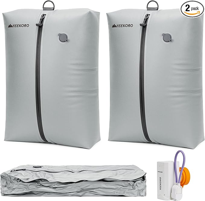 Upgraded Vacuum Bag for Travel, Professional IPX8 Waterproof Reusable Vacuum Compression Bags for Travel Suitcases, Durable Space Saver Bag