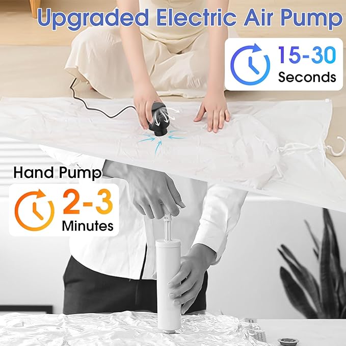 MORECOO Electric Air Pump for Vacuum Storage Bags - Smaller, More Portable, 5000PA Suction Power, 55W Energy Saving, Convenient & Fast Vacuum Bag Pump - Ideal for Travel(Black)