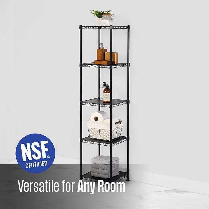 SafeRacks NSF 5-Tier Heavy Duty Steel Wire Shelves (14"x14"x60")