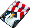 Credit Card Holder, RFID Blocking Small Metal Credit Cards Holder Wallet for Women Men Business Aluminum Protector Sleeves Slim Case (Bald Eagle on American Flag)