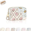 Quilted Mini Makeup Bag, Cute Small Cosmetic Bag for Purse, PJ-Y | Floral Travel Makeup Pouch, Make Up Pouch for Women, Purse Organizer Pouches for Travel/ Gym/ Daily Use, Perfect Gifts