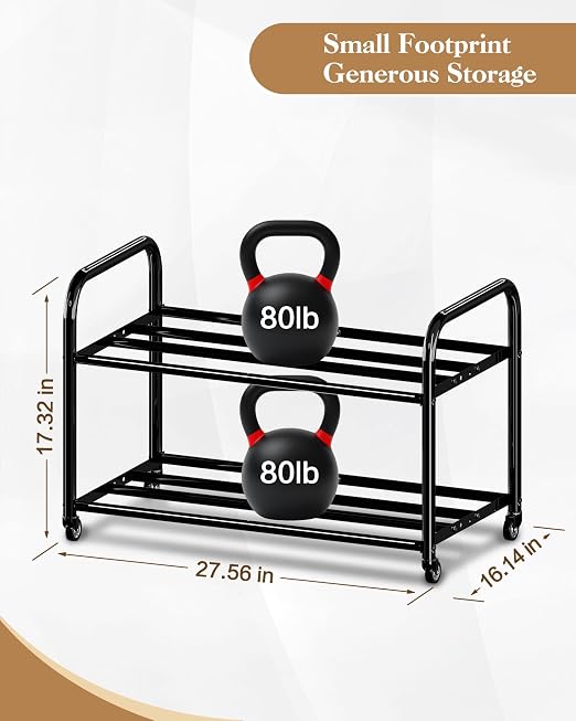 2 Tier Rolling Filament Rack, Holds 40+ 3D Spools, Under Desk Storage | Adjustable for 250g-1KG Spools, 360° Smooth Wheels, Compact 16.5" Wide, Tool-free Assembly. Perfect for 3d Farms Studios