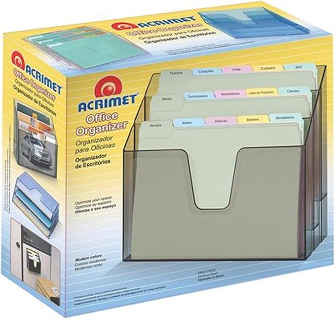 Acrimet Horizontal Triple File Folder Holder Organizer, Open Top Desktop Document Sorter for Letter Size Papers & Folders, Plastic (White) | 3 compartments to separate and organize documents, folders and papers