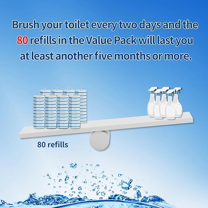 Hohoky 80Pcs Toilet Brush Refills for Disposable Toilet Bowl Brush Scrubber Cleaner Refill Pads,Toilet Brush Replacement Compatible Heads with Most Toilet Brushes Scrubber