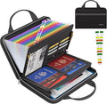 Tamfile Fireproof Accordion File Organizer with Handle, 13 Pocket Colorful Expanding File Folder with Zipper & Labels, File Folder with Multi-Pockets Paper Organizer Folder for Letter A4 Files (Black)